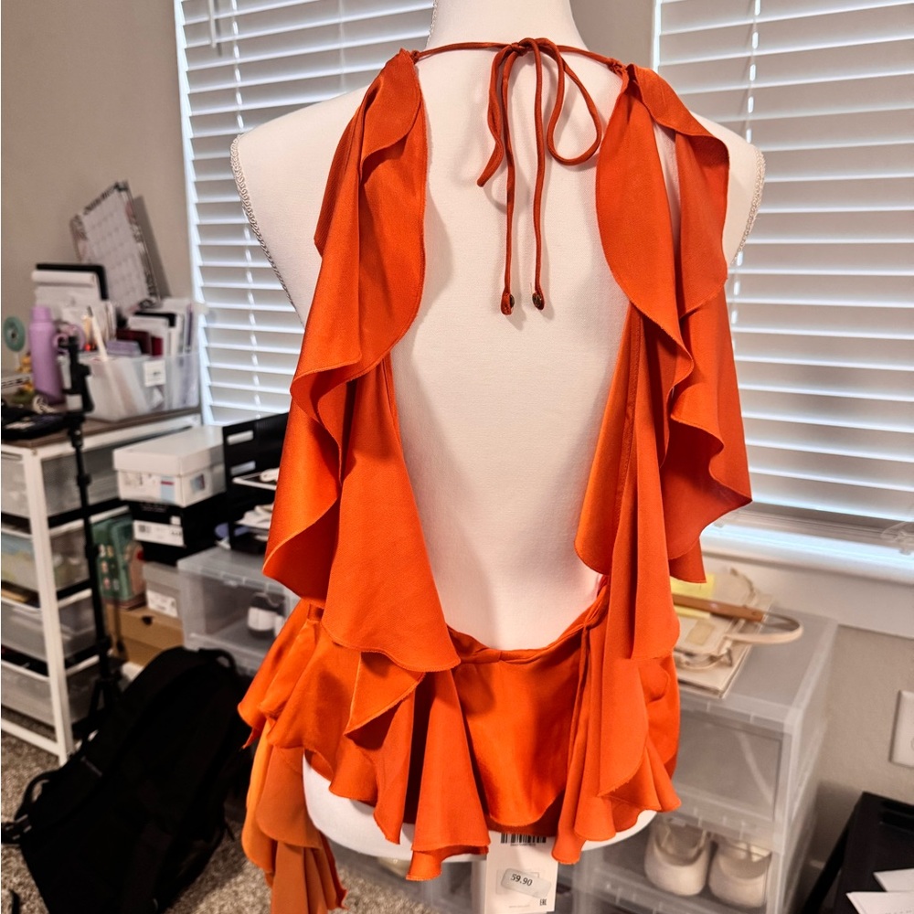 Zara Vibrant Orange Layered Blouse